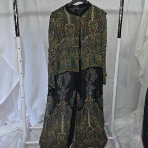 Rene Derby size M  beaded paisley sheer over dress with black pants